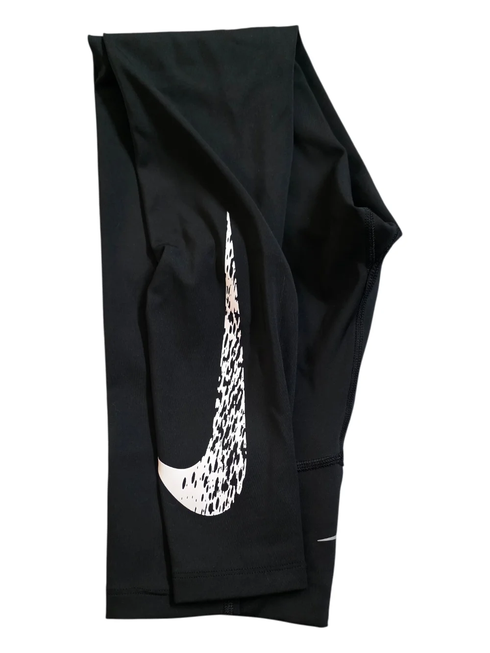 Nike Black Leggings with White Distressed Swoosh - Picture 2 of 4